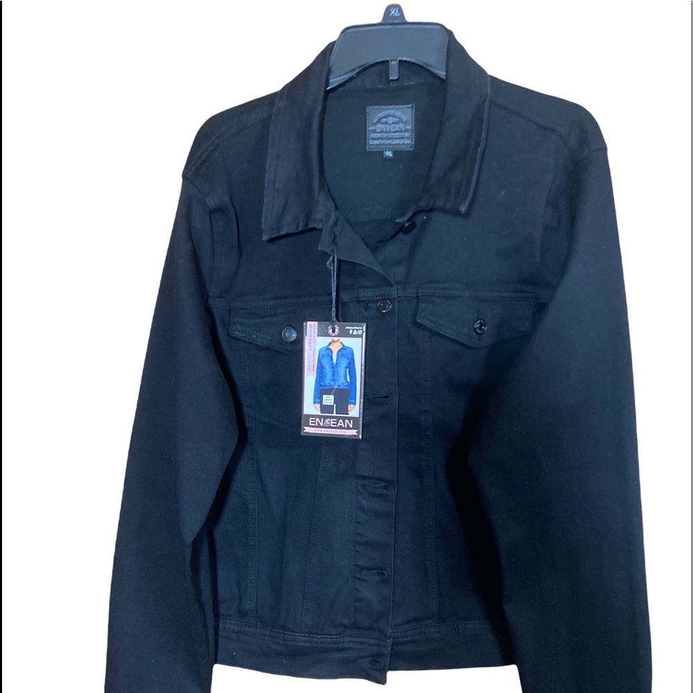 NWT Women’s ENJEAN Black Denim Jacket Size 1XL - Picture 7 of 12
